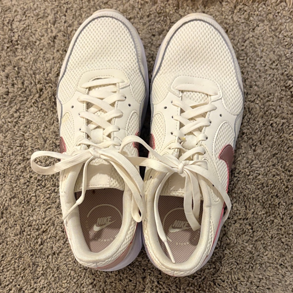 Nike Women's Cream and Pink Sneakers